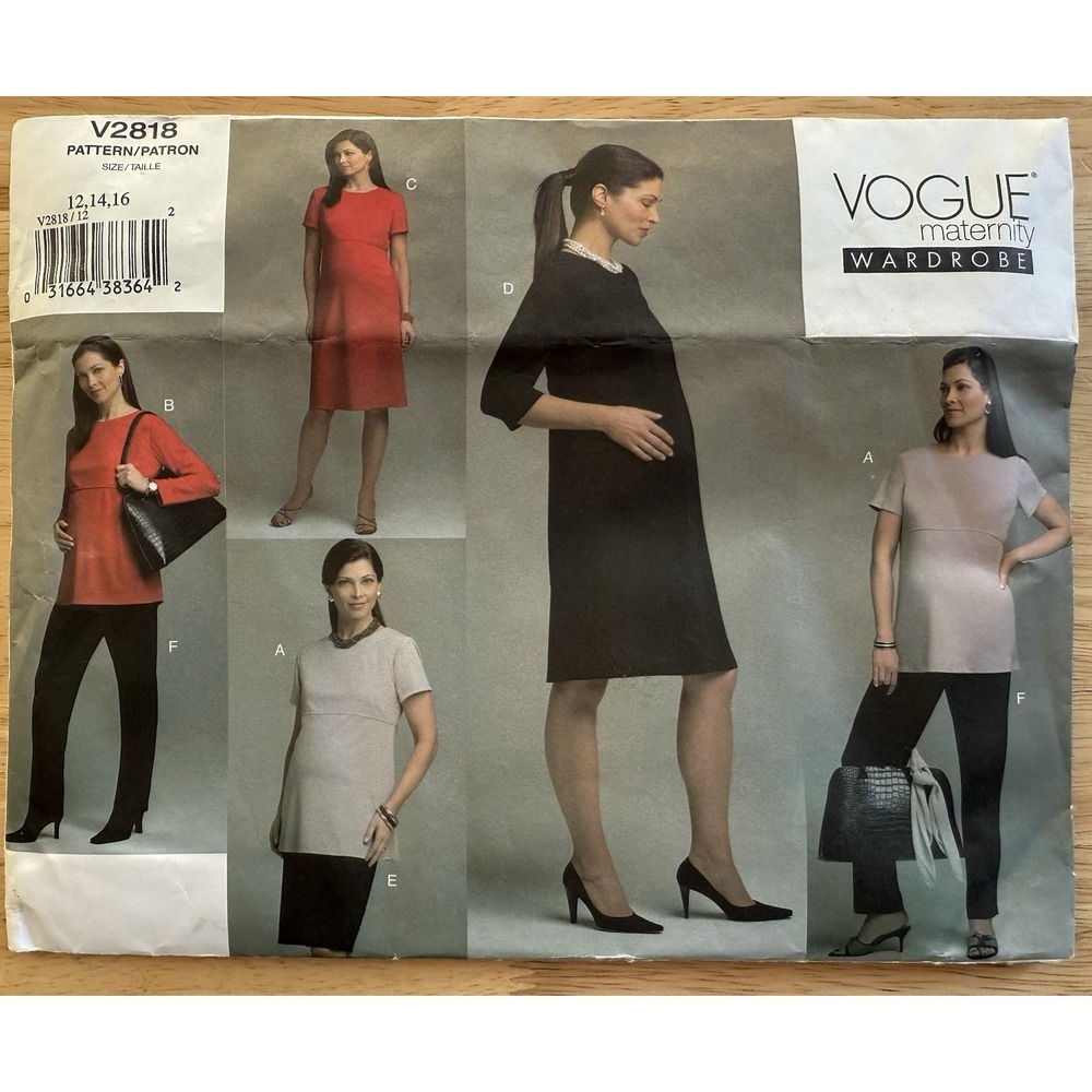 VOGUE MATERNITY Wardrobe Pattern Dress Tunic Pants V2818 Size 12-16 UNCUT FF